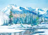 Janet Holly Middleton, February Snow, Banff, 1992, watercolour on paper