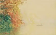 Lucius Richard O'Brien, Untitled - Canoeing in the Mist, watercolour on paper