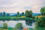 Joro Petkov, Untitled - Early Morning Pond, oil on canvas