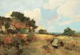 Adam Edwin Proctor, Untitled - Girl in the Field, 1901, oil on wood board