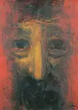 Juan Sala Santonja, Untitled - Looking in the Mirror, 1974, mixed media on wood board