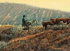 John Ralph Schnurrenberger, Along the Fraser [Alkali Lake Ranch], oil on canvas board
