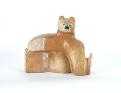 Untitled - Brown Bear by Vance Theoret, brown stone carving, sold Nov 2018