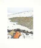 William Kurelek, Untitled - Hunting Caribou #243/300, 1975, photolithographic reproduction on paper