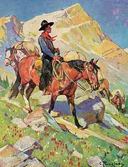 Carl Rungius, Untitled - Trail Rider, photolithographic reproduction on paper