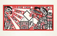 Calvin Hunt, Raven Releasing the Sun #84/150, 1978, colour silkscreen on paper