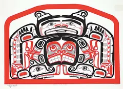 Tony Hunt, Kwakiutl Sisiutl Settee #37/100, 1972, colour silkscreen on paper