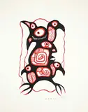 Norval Morrisseau, Untitled - Six Birds #20/50, colour silkscreen on paper