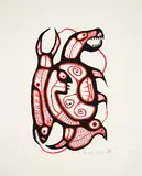 Norval Morrisseau, Untitled - Man and Animals #20/50, colour silkscreen on paper