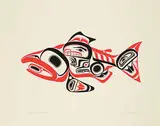 Bill Reid, Haida Dog Salmon #581/600, 1974, colour silkscreen on paper