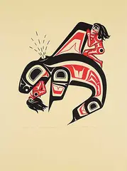 Clarence Wells, Killer Whale, Man and Woman #38/200, 1977, colour silkscreen on paper