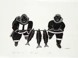 Peter Aliknak, Good Catch #14/40, 1973, stonecut on paper