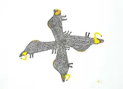 Luke Anguhadluq, Muskox #49/50, 1972, colour stonecut on paper