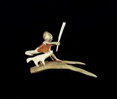 John G. Annanack, Untitled - Hunter and Wolf, 1979, bone and leather