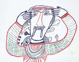 Shaman #29/40 by Ruth Annaqtuusi Tulurialik, 1970, colour stonecut on paper, sold Sep 2018