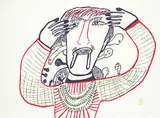 Shaman #24/40 by Ruth Annaqtuusi Tulurialik, 1970, colour stonecut and stencil on paper, sold Sep 2018