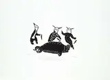 Tivi Etok, Spirits with Great Bearded Seal #46/50, 1974, stonecut on paper