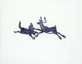 Tivi Etok, Wolf with Caribou II #32/50, 1974, stonecut on paper
