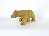 Jonas Quarqortoq, Polar Bear, 1977, brown and green stone carving