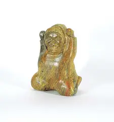 Jonas Quarqortoq, Untitled - Winning Figure, 1977, brown and green stone carving
