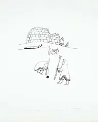 Elisapee Ishulutaq, Ice Fishing #7/49, 1972, stonecut on paper