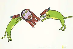 Janet Kigusiuq, A Frightened Spirit #20/50, 1973, colour stonecut and stencil on paper