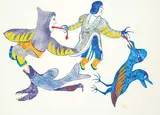 Myra Kukiiyaut, Evil Spirits #10/50, 1971, colour stonecut and stencil on paper