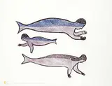 Victoria Mamnguqsualuk, Sea Family #8/45, 1971, colour stonecut and stencil on paper