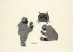 Agnes Nanogak, String Game #34/50, 1975, stonecut on paper