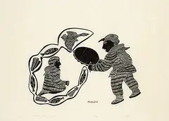 Song #25/50 by Agnes Nanogak, 1975, stonecut on paper, sold Sep 2018