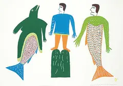 Jessie Oonark, Lake Spirits Laughing at a Stranded Man #32/50, 1976, colour silkscreen on paper