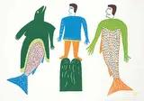 Jessie Oonark, Lake Spirits Laughing at a Stranded Man #32/50, 1976, colour silkscreen on paper