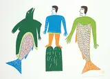 Jessie Oonark, Lake Spirits Laughing at a Stranded Man #34/50, 1976, colour silkscreen on paper