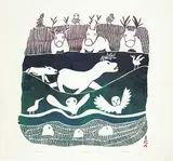 Pitseolak Ashoona, Animals I Know #43/50, 1970, colour stonecut on paper