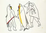 Mark Uqayuittuq, Friendly Spirits #24/50, 1972, colour stonecut and stencil on paper