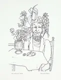 Maxwell Bennett Bates, Untitled - Man at Table [Sketchbook 1958], lithograph on paper
