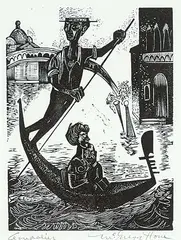 John Ramsey McGregor Hone, Gondolier, relief print on paper