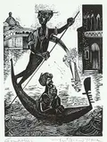 John Ramsey McGregor Hone, Gondolier, relief print on paper