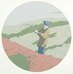 Roger Savage, Figure with Pitchfork #28/38, 1975, colour silkscreen on paper