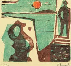 Herbert Johannes Joseph Siebner, Untitled - Two Figures #3/75, colour silkscreen on paper
