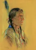 Nicholas Raphael de Grandmaison, Grasshopper Sarcee, pastel on sandpaper