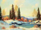 Untitled - A Hint of Spring by Roland Gissing, oil on canvas, sold Apr 2018