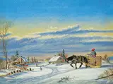 Cornelius - Attributed to Krieghoff, Habitant, Farm in Winter, oil on canvas