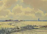 Draining Mill, Norfolk by Alfred Crocker Leighton, watercolour on paper, sold Apr 2018