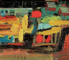 Edith Jean Richards, Untitled - Colourful Composition, oil on wood board