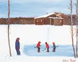 My Dad is Watching the Play by Allen Sapp, acrylic on canvas, sold Apr 2018