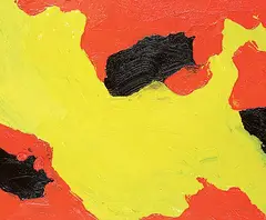 Bewabon Shilling, Orange and Yellow, 2013, oil on canvas board