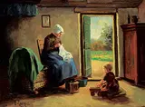 Untitled - Mother with Child by Hendrikus Johannes van den Langen, oil on canvas, sold Apr 2018