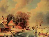 Adrianus Marijnissen, Untitled - Skating on the Canal, oil on wood panel