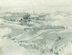 Charles John Collings, Untitled - The Homestead, graphite on paper